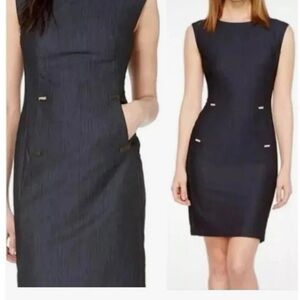 Calvin Klein Women’s Sheath Dress 10P Petite Navy Blue Sleeveless NWT
